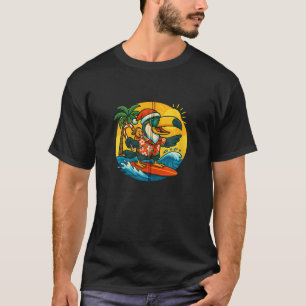 Surfing Santa Toucan and funny dog Tropical Christ T-Shirt