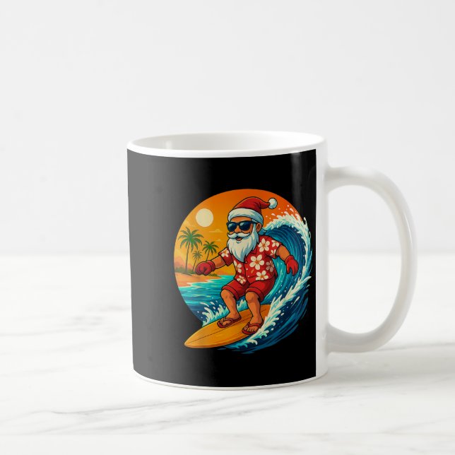 Surfing Santa Trocal Christmas Holiday Hawaiian Be Coffee Mug (Right)