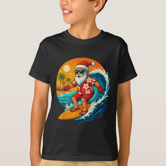Surfing Santa Trocal Christmas Holiday Hawaiian Be T-Shirt (Front)