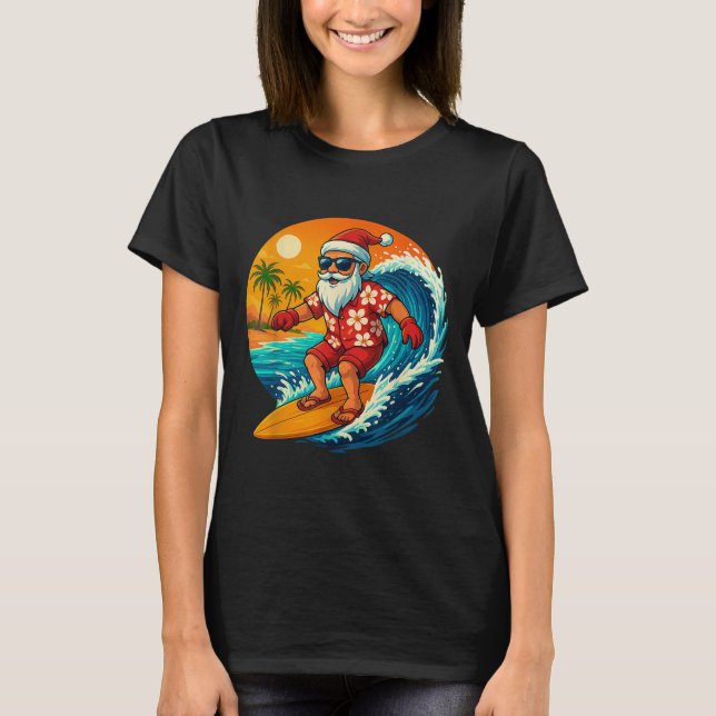 Surfing Santa Trocal Christmas Holiday Hawaiian Be T-Shirt (Front)