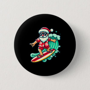 Surfing Santa Trocal Christmas Vacation Xmas In 6 Cm Round Badge