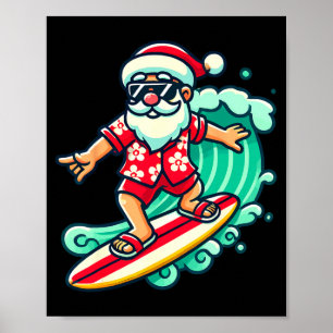 Surfing Santa Trocal Christmas Vacation Xmas In  Poster