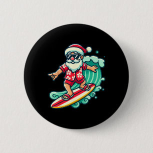 Surfing Santa Tropical Christmas Vacation Xmas In  6 Cm Round Badge