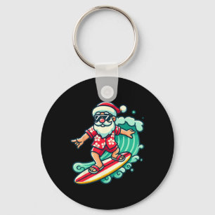 Surfing Santa Tropical Christmas Vacation Xmas In  Key Ring