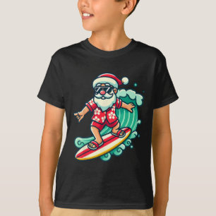 Surfing Santa Tropical Christmas Vacation Xmas In  T-Shirt