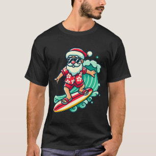 Surfing Santa Tropical Christmas Vacation Xmas In T-Shirt