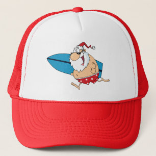 surfing santa trucker hat