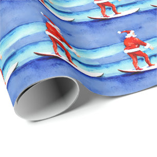 Surfing Santa Wrapping Paper