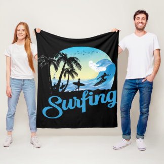 Surfing Sea Beach Fleece Blanket