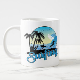 Surfing Sea Beach Large Coffee Mug