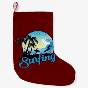 Surfing Sea Beach Small Christmas Stocking