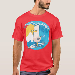 Surfing Seagull Cute Bird funny T-Shirt