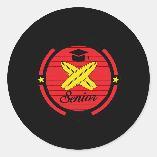 Surfing Senior Player Graduation Cl Of Graduate  Classic Round Sticker (Front)