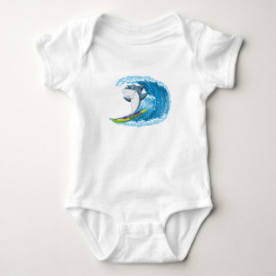 Surfing Shark  Baby Bodysuit