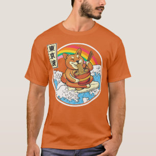 Surfing Shiba Inu Eating Ramen Japan Waves Kawaii T-Shirt