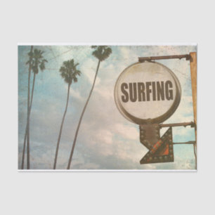 Surfing Sign Retro Beach Decoupage Paper