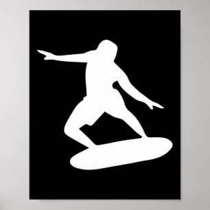 Surfing Silhouette Cool Surfer Wave Art Poster