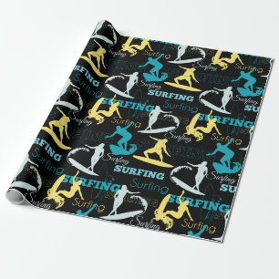 Surfing Silhouettes Wrapping Paper