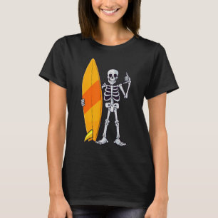 Surfing Skeleton Halloween Themed Surf T-Shirt