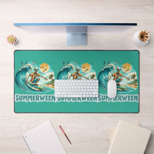 Surfing Skeleton Summerween Beach Vibes Desk Mat