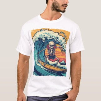 Surfing Skeleton: Wave Rider Vibes T-Shirt