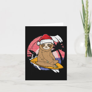 Surfing Sloth Christmas In July Beach Summer Vacat Card