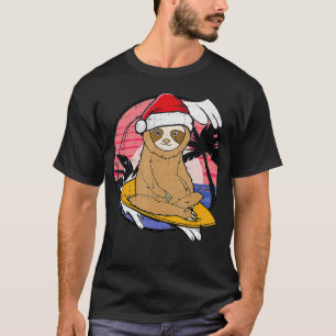 Surfing Sloth Christmas In July Beach Summer Vacat T-Shirt