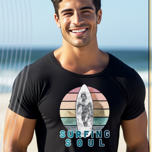 Surfing Soul Retro Surfer Design T-Shirt (Creator Uploaded)
