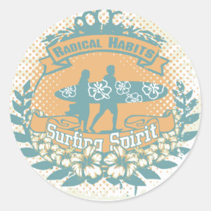 Surfing Spirit Tshirts and Gifts Classic Round Sticker