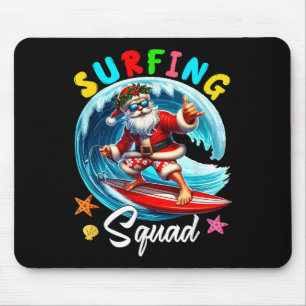 Surfing Squad Christmas In July Santa Hawaiian Fun Mouse Mat
