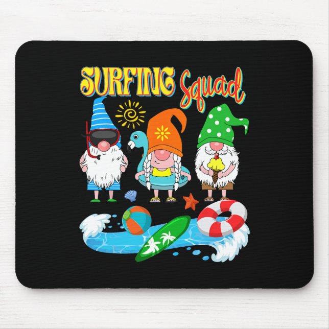 Surfing Squad Three Gnomes Hawaiian Surfing Summer Mouse Mat (Front)