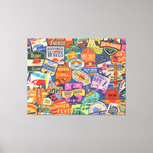 Surfing Stickers Canvas Print