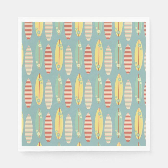 Surfing Summer Surf Boards Summer Birthday Napkin (Front)
