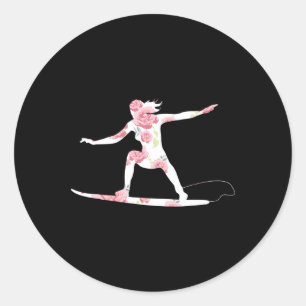 Surfing Summer - Surfer Beach Lover Cool Florals T Classic Round Sticker