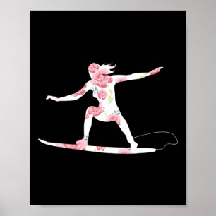 Surfing Summer - Surfer Beach Lover Cool Florals T Poster