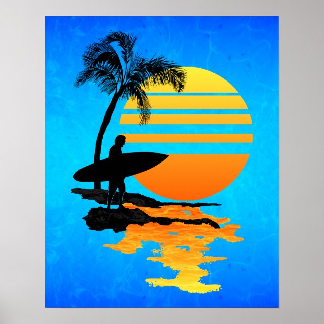 Surfing Sunrise Poster (Front)