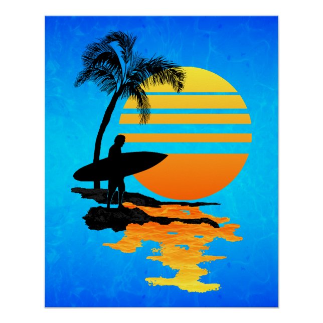 Surfing Sunrise Poster (Front)