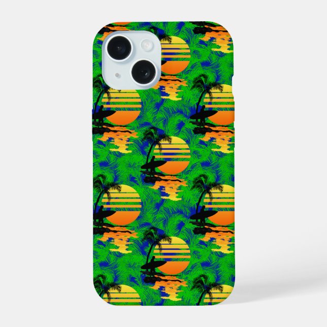 Surfing Sunset iPhone 15 Case (Back)