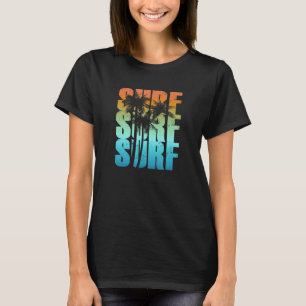 Surfing Sunset Palm Tree Cool Summer Vacation Men T-Shirt