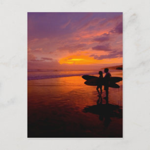 surfing sunset postcard