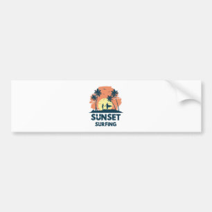 Surfing -Sunset Surfing Bumper Sticker