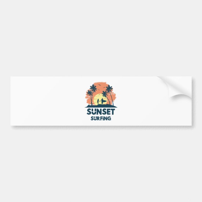 Surfing -Sunset Surfing  Bumper Sticker (Front)