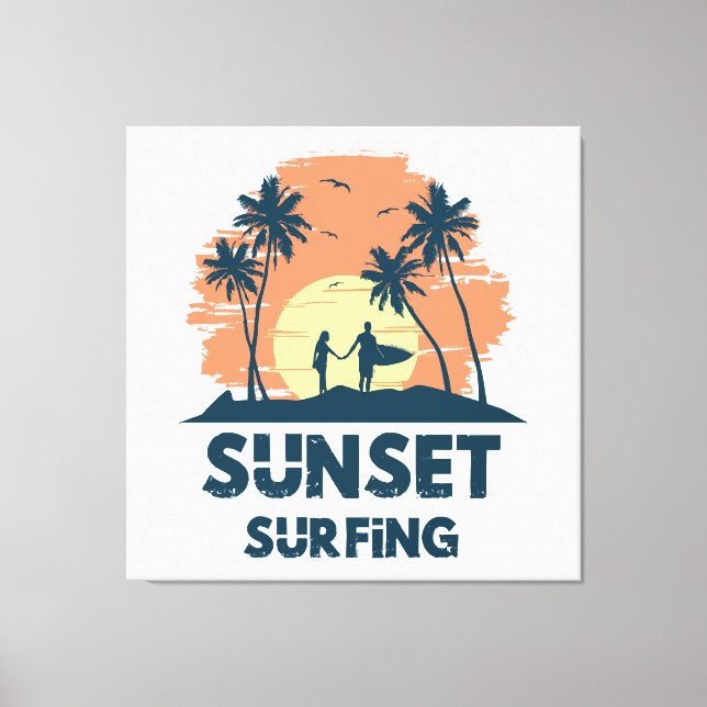 Surfing -Sunset Surfing  Canvas Print (Front)