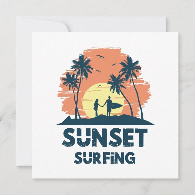 Surfing -Sunset Surfing  Invitation (Back)
