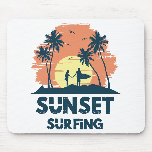 Surfing -Sunset Surfing  Mouse Mat (Front)