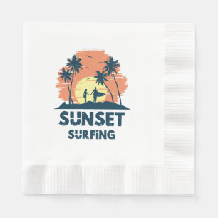 Surfing -Sunset Surfing Napkin