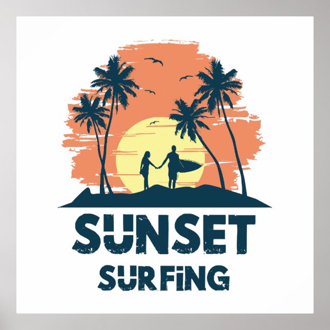 Surfing -Sunset Surfing  Poster (Front)