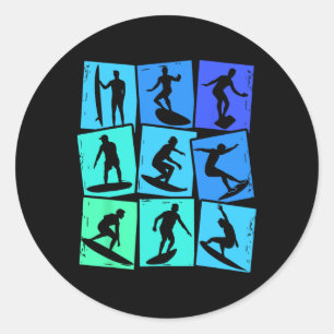 Surfing Surf Men Kids Boys Classic Round Sticker
