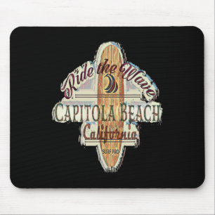 Surfing, Surfboard, Distressed Longboard Capitola Mouse Mat