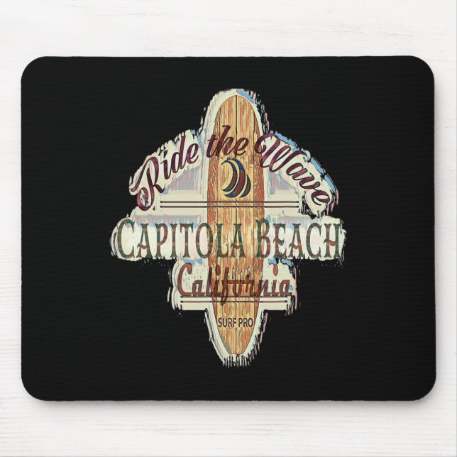Surfing, Surfboard, Distressed Longboard Capitola  Mouse Mat (Front)